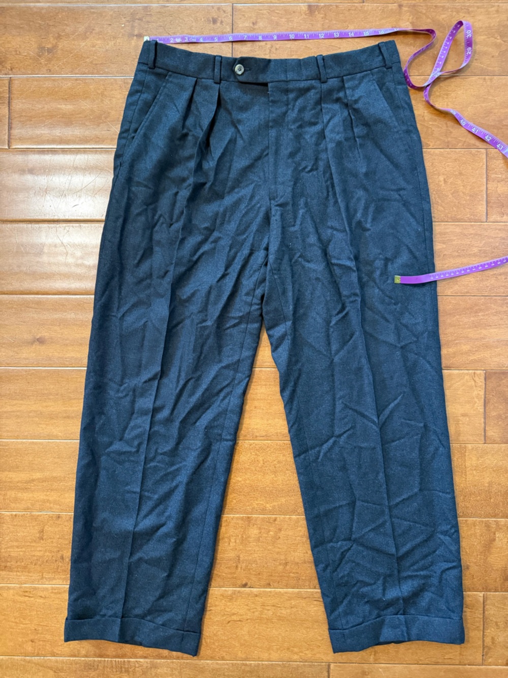 Vintage Brooks Brothers Men's Grey Trousers 100% wool 34 inch waist